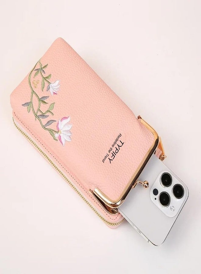 TYPIFY® Women’s Mobile Sling Bag with Wallet | PU Leather Crossbody Pouch with Floral Embroidery | Lightweight Shoulder Purse for Girls & Ladies - Image 3